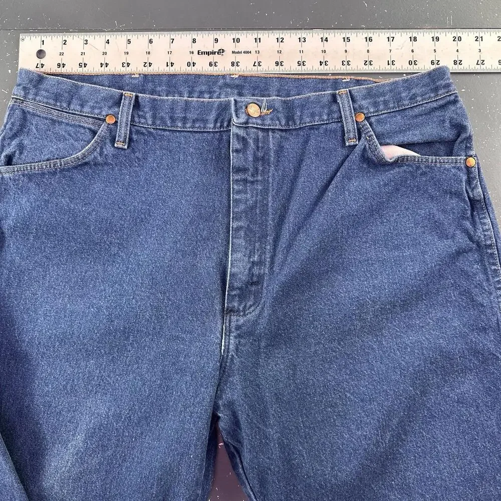 VTG Wrangler Jeans Mens 38x32 Blue Dark Wash All Cotton 13MWZ Made in USA - Picture 5 of 9